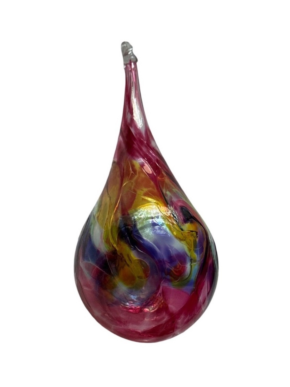 Sunrise Glassworks Hand Blown Art Glass Teardrop Ornament Swirl Decor 11in - Picture 2 of 5